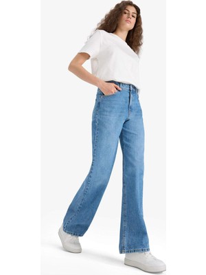 DeFacto 90's Wide Leg Yüksek Bel Düz Paça Uzun Jean Pantolon F1704AX25AU