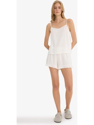 DeFacto Pijama Takımı Regular Fit Askılı Vual Üst Şort F8928AX25HS