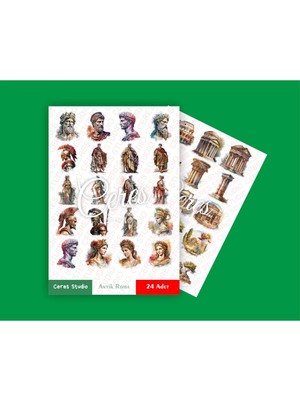 Italya Antik Roma Tema Sticker Set Ancient Rome 2 Sayfa 39 Adet Etiket Planlayıcı Bullet Journal