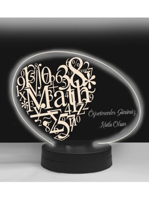 Öğretmenler Günü 3D LED Lamba Elips Matematik Temalı Siyah