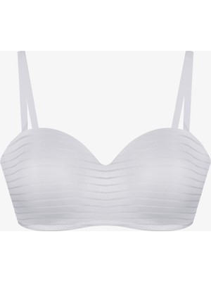 Kadın Dolgusuz Transparan Çizgili Toparlayıcı Straplez Sütyen