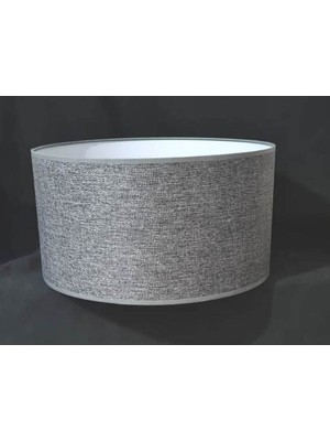 Gri Silindir Lambader Başlığı, Kumaş, Çap 30 Cm, Şık ve Modern Tasarım