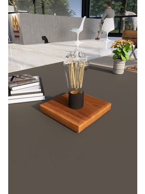 Bej Doğal Ahşap Abajur Lambader Şık ve Şeffaf Aydınlatma Seçeneği