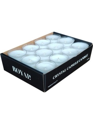 Beyaz Kristal Kapsül Mum, 24'lü Set, 9 Saat Yanış Süresi, Şık ve Uzun Kullanım.