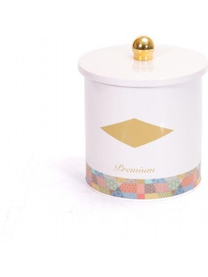 Morocco Pembe Desenli Yuvarlak Metal Saklama Kabı 14 cm