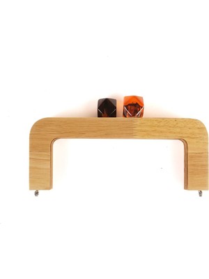 20 cm Ahşap Burs Kehribar Akrilik Boncuk Başlıklı Çanta Bursu Natural Renk