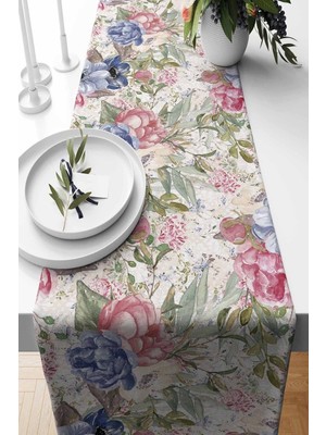 Pembe Şakayık Desenli Süet Dokuma Yatak Örtüsü 140X40 cm