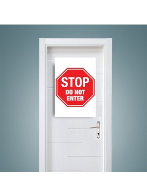 Ahşap Kapı Süsü, Yatak Odası Dekor, Uyarı Konsept, Kırmızı, 19X28 cm