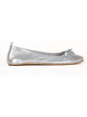 Bueno Shoes Gümüş Parlak Deri Kadın Düz Babet 01WE5500 01WE5500