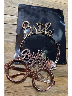 Bride To Be Tac Gözlük Seti Rose Gold Renk Parti Aksesuar Taç Gözlük