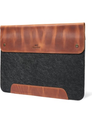 Megagear Hakiki Deri ve Keçeli 13.3 - 14 Inc MACBOOK Pro Kılıfı - Camel