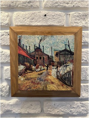 Doğaltaş Mermer Tablo Pano, Masif Çerçeve, 26X26 Cm, Şık ve Doğal Dekor.