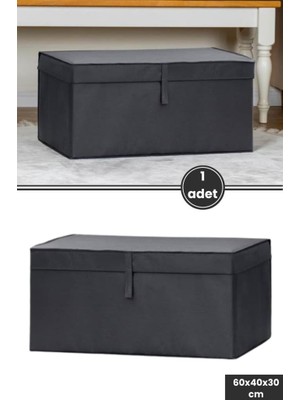 Mega Kutu Hurç, Yastık Çarşaf Kıyafet Dolap Düzenleyici Mukavva Destekli (60X40CM) 1 Adet Antrasit