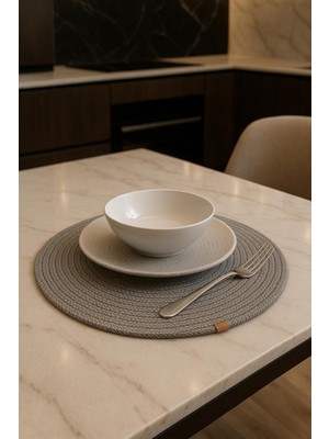 Gri Jüt Supla Takımı, Amerikan Servis Seti, Lüx Sunum Tabak Altlığı (33X33 Cm)