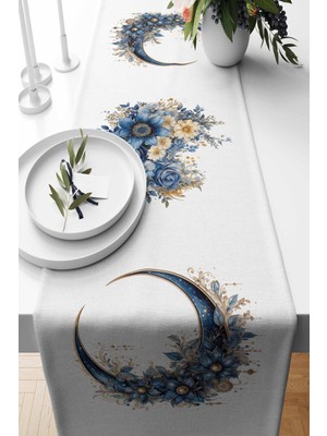 Hayal Desenli Süet Dokuma Runner, 140X40 Cm, Şık ve Modern Dekorasyon Için Ideal