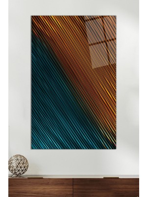 Turuncu Yeşil Soyut Dikey Cam Tablo, Modern Ev Ofis Dekoru, Hediyelik Duvar Dekorasyonu Kırılmaz Cam