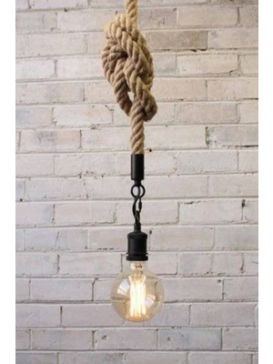 Siyah 70 cm Tekli Halat Avize, Zarif Sarkıt Tasarımı