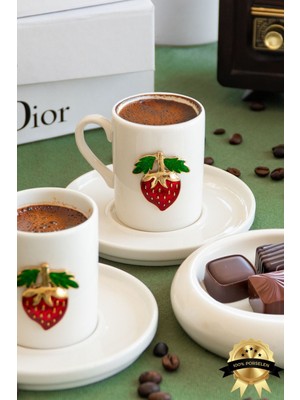 Çilek 4 Parça 2 Kişilik Kahve Fincan Takımı