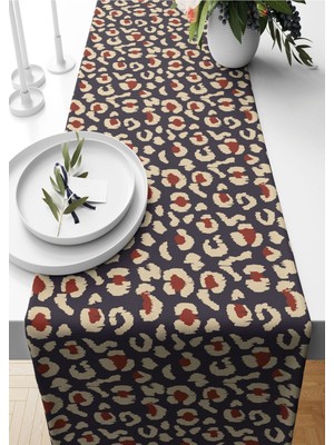 Kırmızı Runner Benek Desenli Süet Dokuma 140X40 cm RN0S160