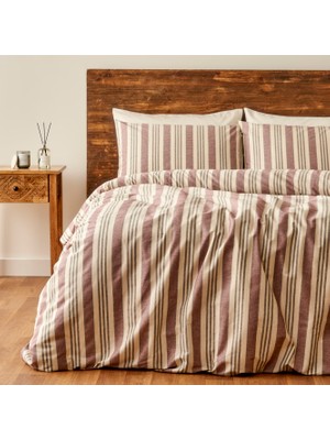 %100 Pamuk Harper Çift Kişilik Ipliği Boyalı Nevresim Seti Mürdüm (200X220 Cm)