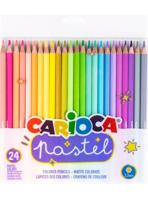 Carioca 24'lü Pastel Renkli Kuruboya Kalem Seti 17,5 cm Şeffaf Kutulu Dayanıklı Tasarım
