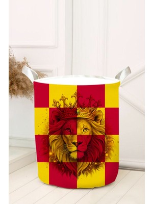 Sarı Kırmızı Aslan Desenli Bebek ve Çocuk Odası Oyuncak Sepeti