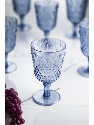 Akrilik Lacivert Tekli Kadeh & Su Meşrubat Kahve Yanı Bardağı 450 ml ( Cam Değildir )