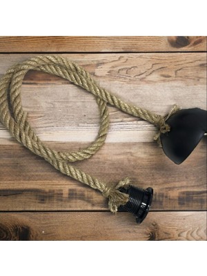 Şık Siyah Hasır Halat Avize, Modern ve Zarif Aydınlatma Seçeneği