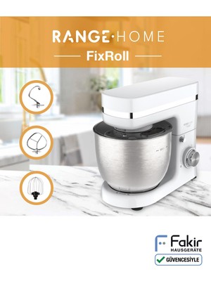 Fakir Range Fixroll Mutfak Şefi 1500 W Güçlü Motor 5 L Paslanmaz Çelik Hazne Beyaz Renk