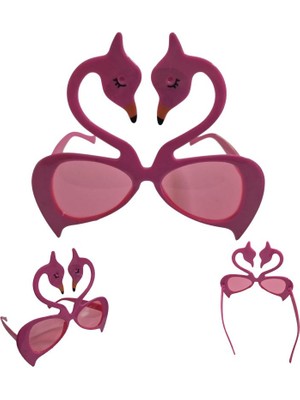 Hawaian Flamingo Temalı Pembe Renk Parti Gözlüğü 15X15 cm