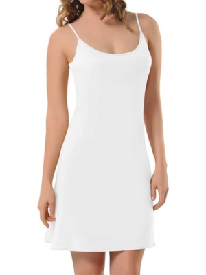 Kadın Beyaz Ip Askılı Likralı Kombinezon