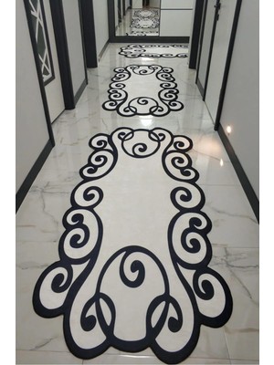 Monnhein Yolluk Halı – Kaymaz Tabanlı, Yıkanabilir, Yumuşak Dokulu, Şık ve Dayanıklı Tasarım (Lazer Efsun Siyah Beyaz Yolluk)