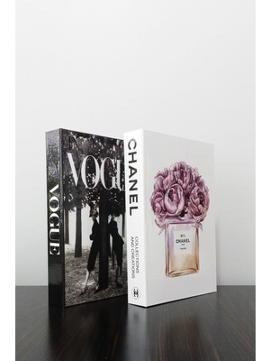 Iki Parfüm ve Kadın Temalı Dekoratif Kitap Kutu Seti, Siyah Renk