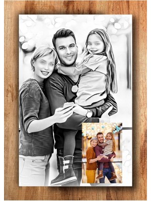 Kişiye Özel Renkli Karakalem Mdf Tablo, Şık ve Özel Dekorasyon Parçası