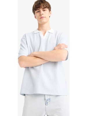 DeFacto Dokulu Boxy Fit Polo Tişört F8351AX25AU