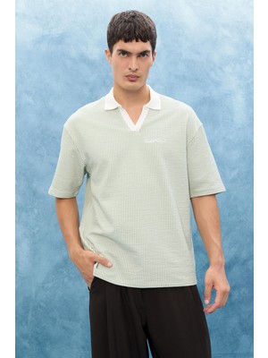 DeFacto Dokulu Boxy Fit Polo Tişört F8351AX25AU