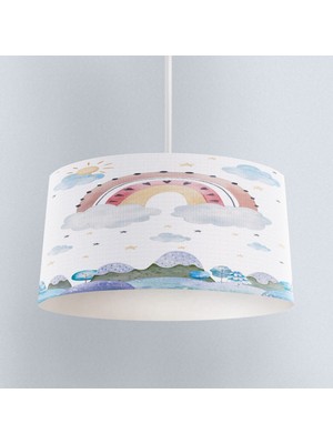 Bulutlar ve Gökkuşağı Desenli Çocuk Odası Sarkıt Avize, Şık ve Renkli Tasarım