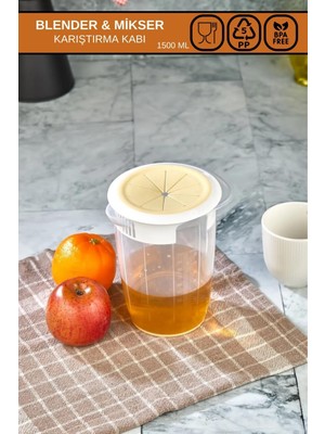 1,5 Lt Sıçratmaz Blender ve Mikser Kabı, Beyaz, Pratik ve Havalı Tasarım