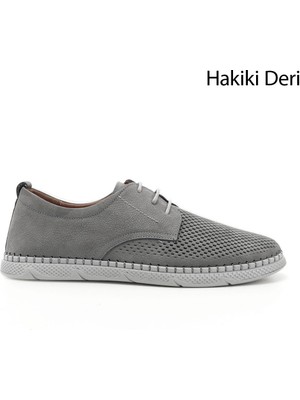 Gönderi(r) Erkek Gri Nubuk Bağcıklı Hakiki Deri Comfort Ayakkabı