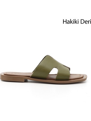 Gönderi(r) Kadın Yeşil Hakiki Deri Terlik