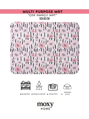 Moxy Home Bulaşık Kurutma Matı Kiraz Çiçeği Desenli Çok Amaçlı Mat 30X40 cm