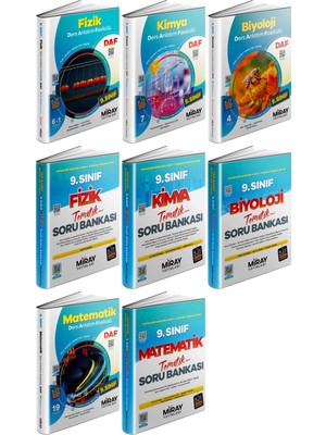Miray 2025 9. Sınıf Matematik + Fizik + Kimya + Biyoloji Ders Anlatım Fasikülleri + Tematik Soru 8 Kitap