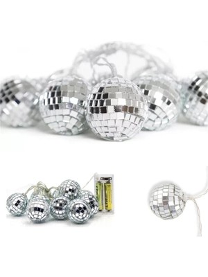 Turuncu Mini Disko Topları 10'lu LED Zincirli Dekoratif Süsleme Seti
