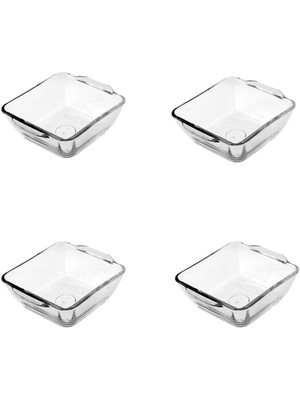 4'lü Cam Kase Seti, Kulplu, Kahvaltılık, Reçellik ve Çerezlik Sunumlar Için Ideal