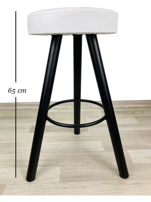 Beyaz Deri Bar Sandalyesi, Mutfaklar Için 65CM, Şık ve Konforlu Tasarım