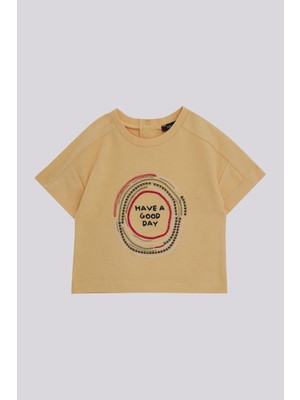 GB Baby Bg Store Erkek Bebek Hardal T*Shirt Normal Kol Stili %100 Pamuk 9 Ay Beden