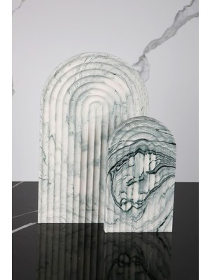 2 Parça Mermer Desenli Beton Sunumluk Seti Servis Sunum Tepsisi