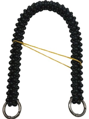 Angel Çanta Aksesuar Siyah Renk 39 cm Boncuklu  Çanta Sapı Füme Metalli