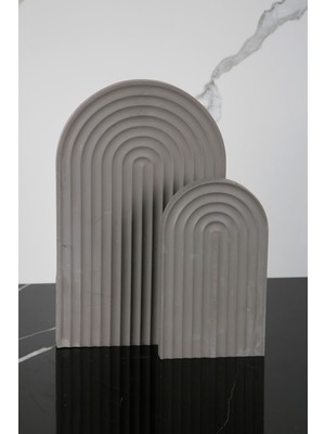 2 Parça Mermer Desenli Beton Sunumluk Seti Servis Sunum Tepsisi