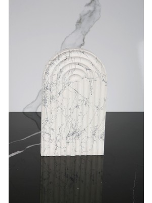 Beton Çok Amaçlı Sunum Servis Tepsisi 20 cm Dekoratif Sunumluk Orgaziner Takılık